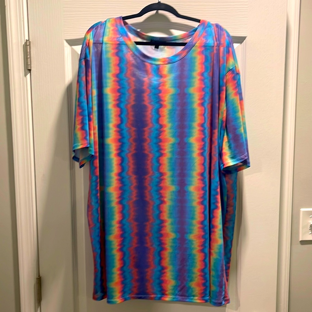 Dolls Kill Club Exx mesh pastel rainbow T-shirt dress